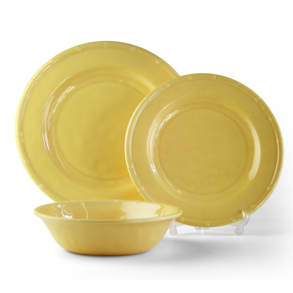 yellow melamine dinnerware